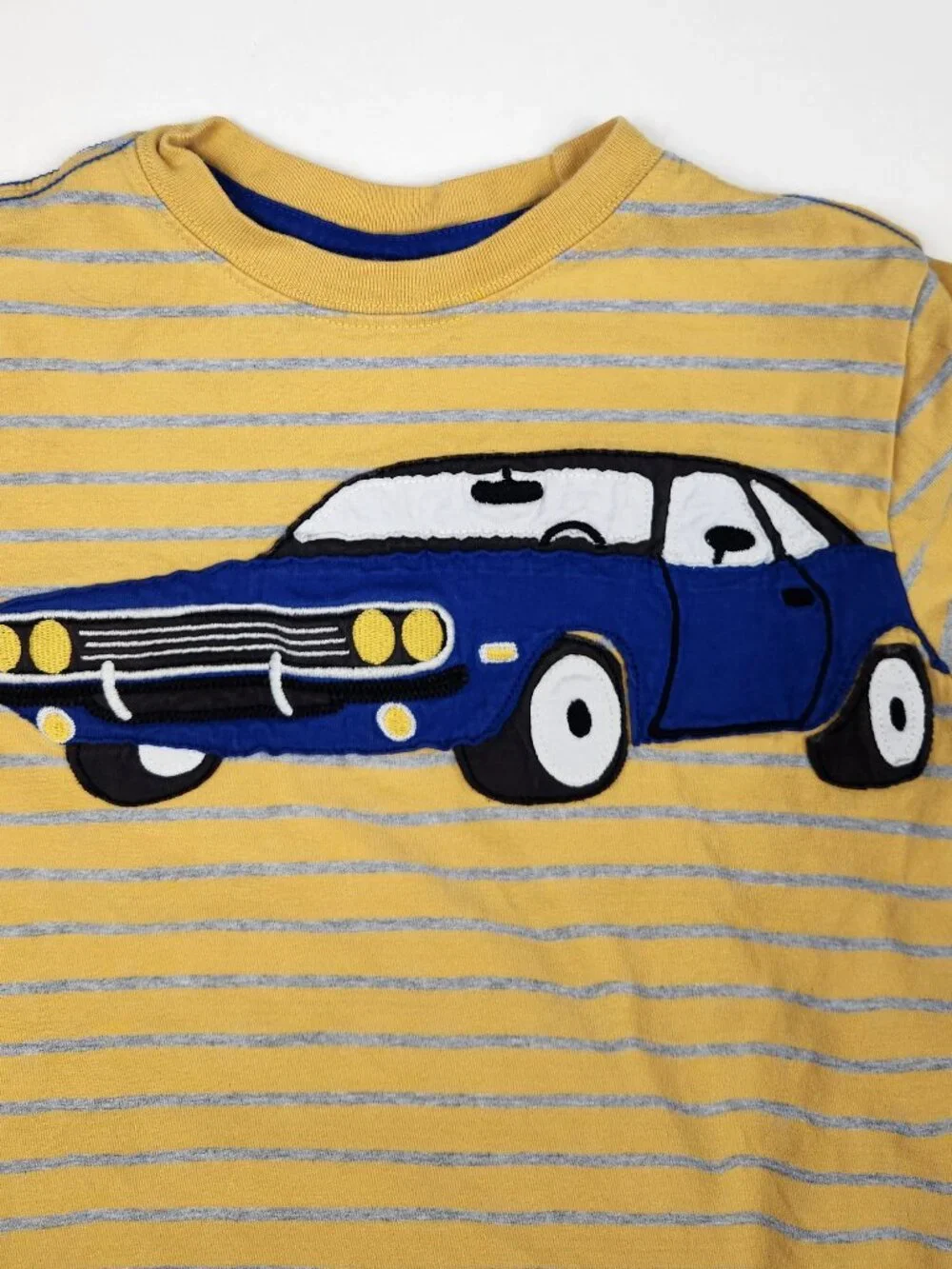 Hanna Andersson Car Applique Striped Long Sleeve Shirt sz 10 / 140 cm